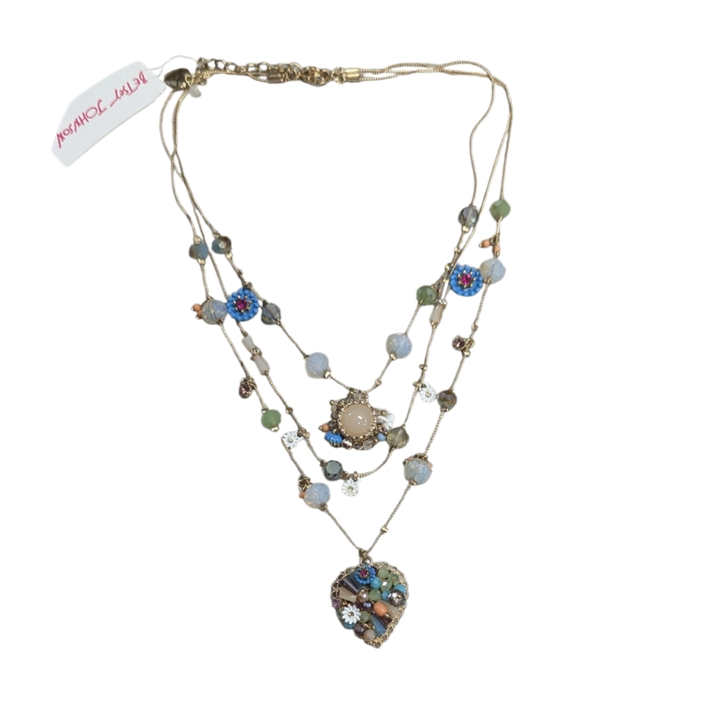 Betsey Johnson Woven Heart Layered Necklace NEW - Picture 2 of 5